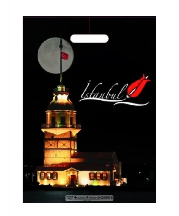 Çok Renkli Takviyeli Poşet Kız Kulesi Desen 150 Adet No:2