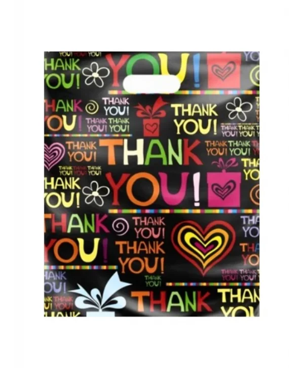 Çok Renkli Takviyeli Poşet Thankyou Desen 1000 Adet No:3