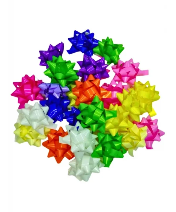 Kendinden Yapışkanlı Fiyonk Yıldız Hediye Paketi Süsü Düz Karışık 100 Adet