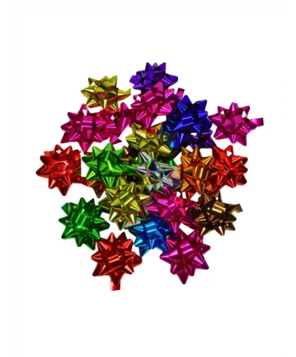 Kendinden Yapışkanlı Fiyonk Yıldız Hediye Paketi Süsü Metalik 100 Adet