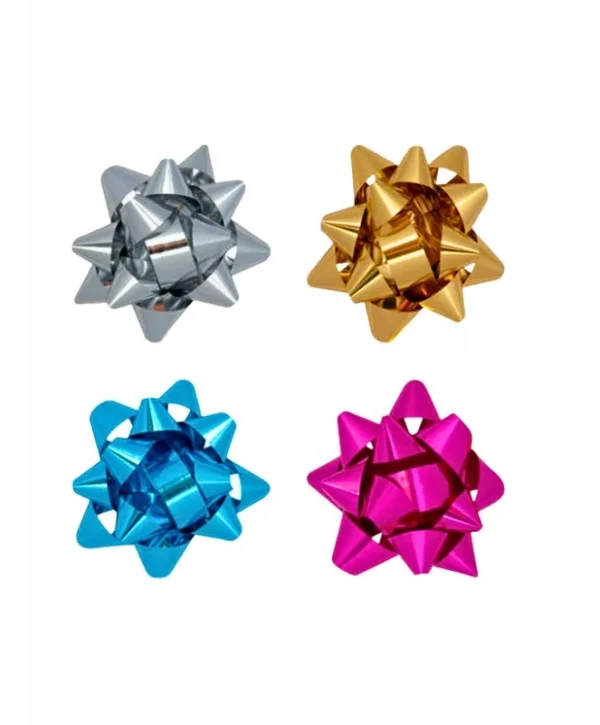 Kendinden Yapışkanlı Fiyonk Yıldız Hediye Paketi Süsü Metalik 100 Adet