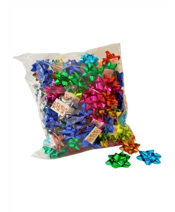 Kendinden Yapışkanlı Fiyonk Yıldız Hediye Paketi Süsü Metalik 100 Adet