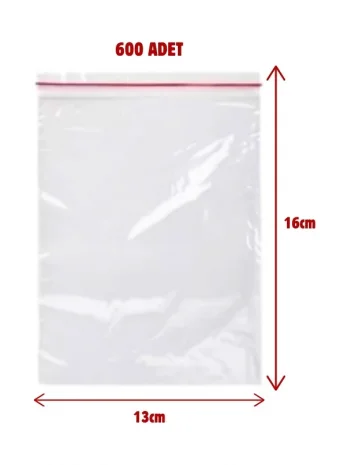 13x16cm Kilitli Torba Şeffaf Poşet 600 Adet