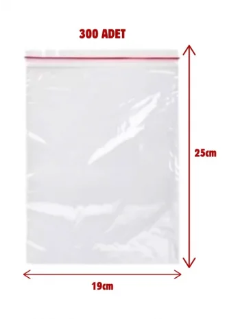 19x25cm Kilitli Torba Şeffaf Poşet 300 Adet