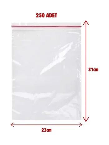 23x31cm Kilitli Torba Şeffaf Poşet 250 Adet