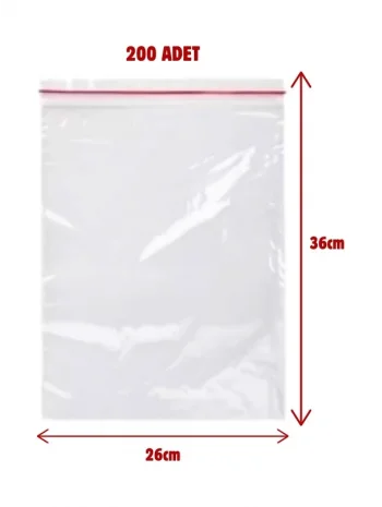 26x36cm Kilitli Torba Şeffaf Poşet 200 Adet