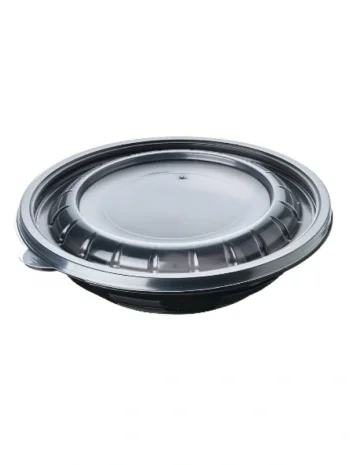 500cc Yuvarlak Siyah Salata Makarna Kasesi (Kase+Kapak) 300 Adet