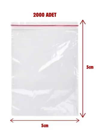 5x5cm Kilitli Torba Şeffaf Poşet 2000 Adet
