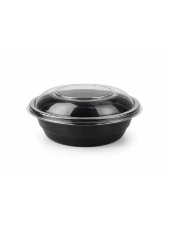 750cc Yuvarlak Siyah Salata Makarna Kasesi (Kase+Kapak) 300 Adet