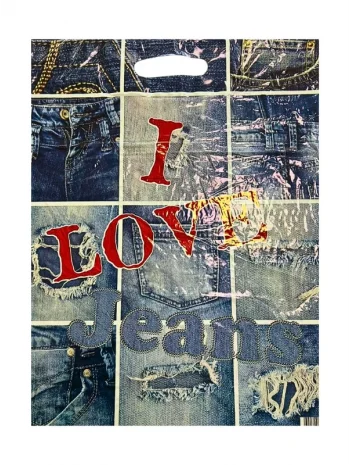 Çok Renkli Takviyeli Poşet Jeans Desen 1000 Adet No:4