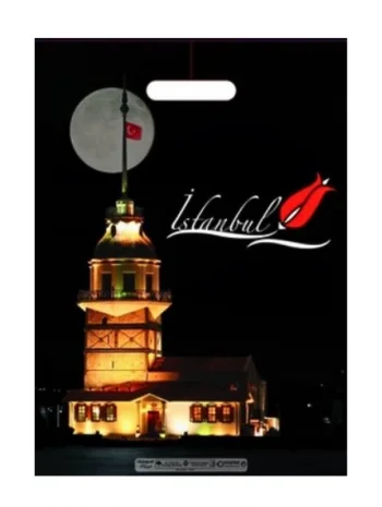 Çok Renkli Takviyeli Poşet Kız Kulesi Desen 250 Adet No:3