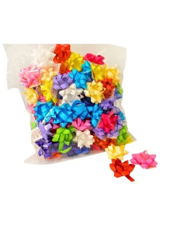 Kendinden Yapışkanlı Fiyonk Yıldız Hediye Paketi Süsü Düz Karışık 500 Adet