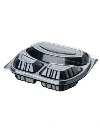 Üç Bölmeli Mikrodalga Yemek Servis Kabı (Kap+Kapak) 50 Adet