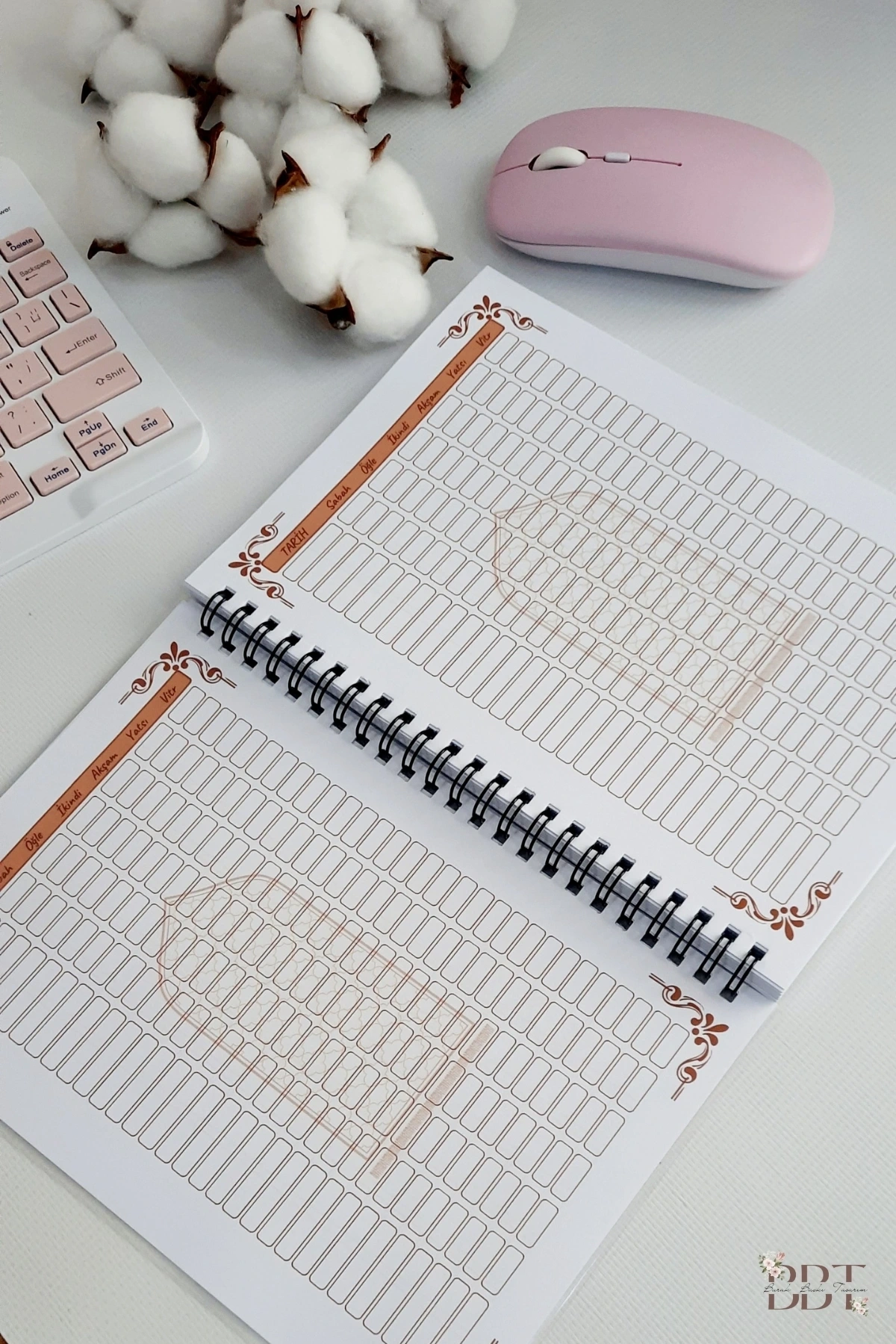 10 Yıllık Kaza Namazı Defteri, Yeşil Kahverengi Kapak / Takip Çizelgesi - A-5 Telli - Pvc Kapak