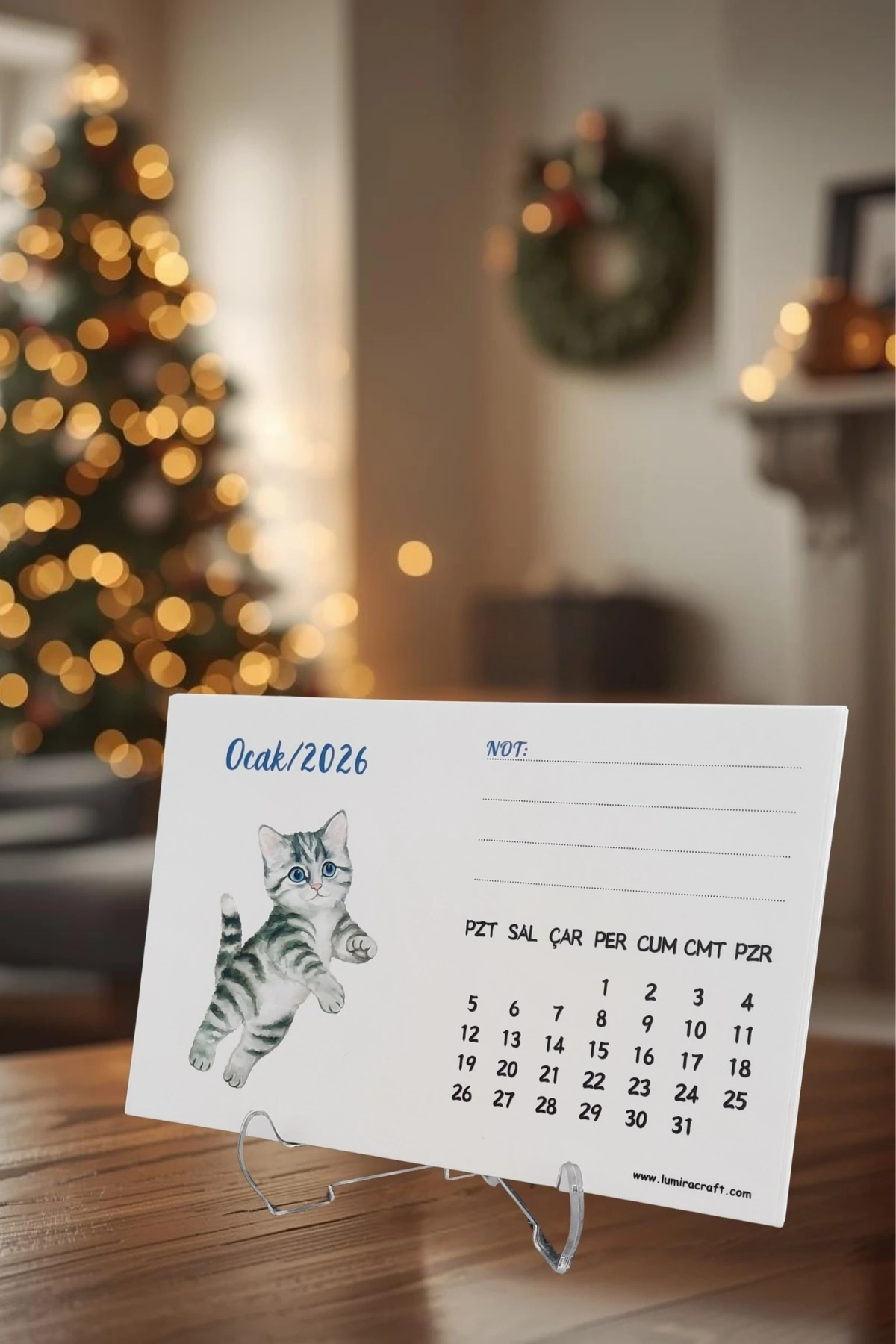 2026 Yılı Sevimli Kediler Temalı Standlı Masa Üstü Takvimi
