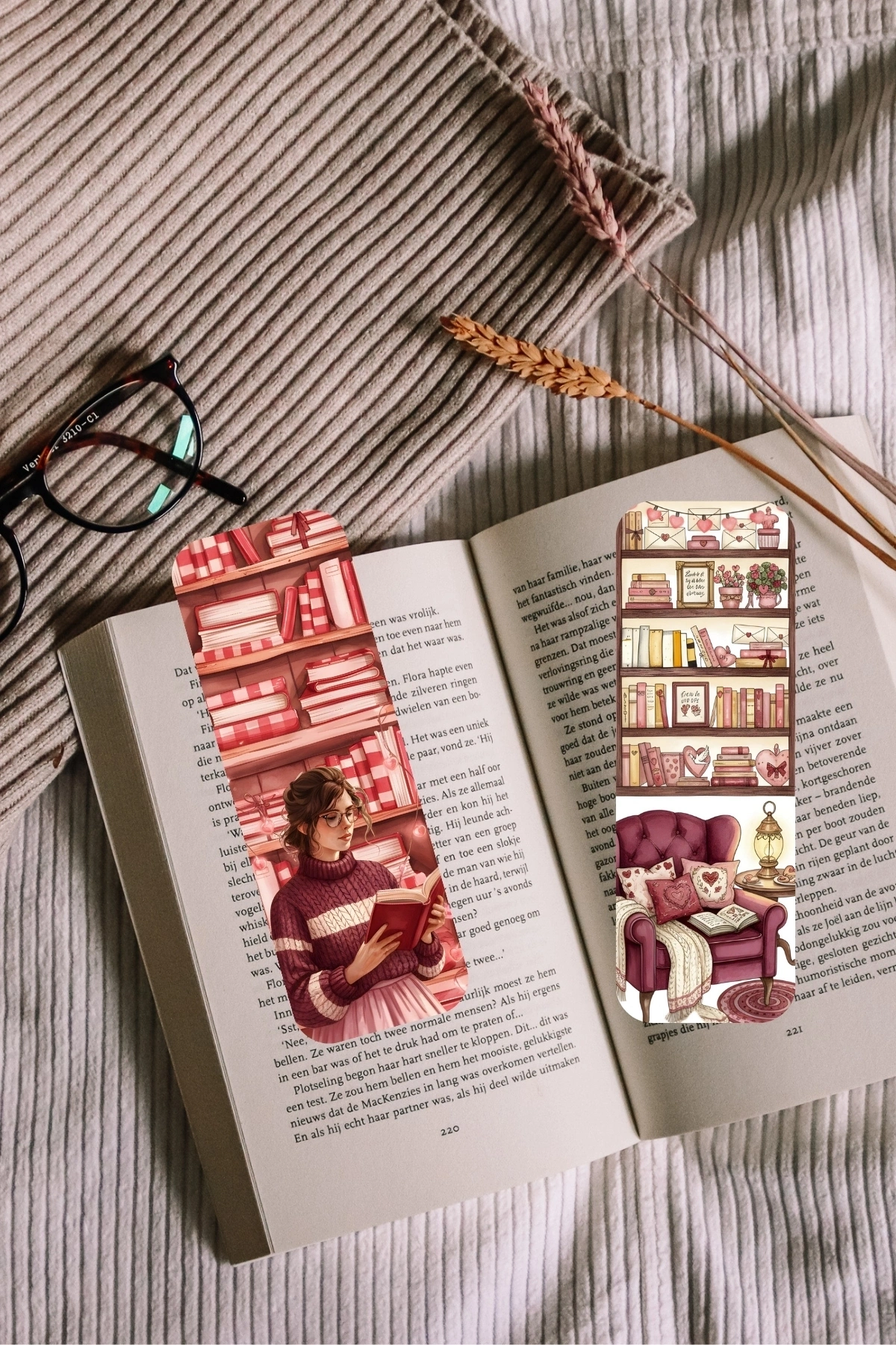 Kitap, Aşk, Sevgi, Gül Temalı 4Lü Kitap Ayracı Seti , Sevgililer Günü Hediye, Kitap Aşkı