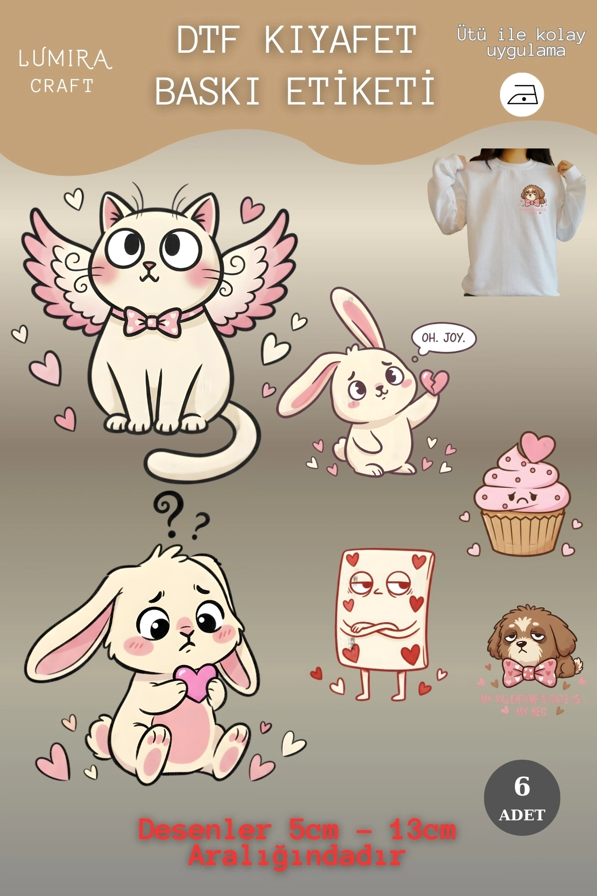 Sevgililer Günü Üzgün Hayvanlar Kumaşa Baskı Yapılabilen Ütü ile Yapışan DTF Transfer Baskı Kağıdı