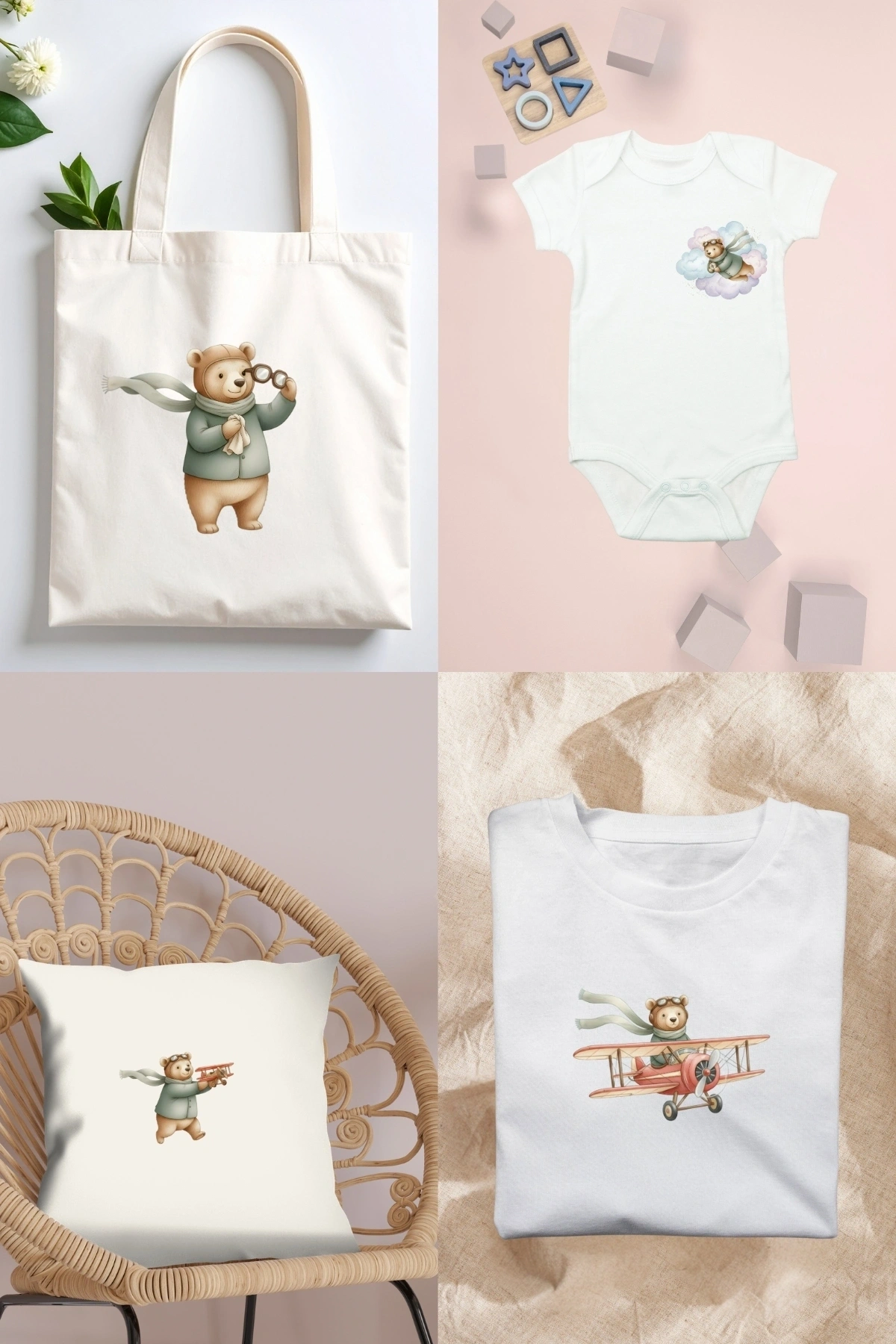 Teddy Bear, Kumaşa Baskı Yapılabilen Ütü ile Yapışan DTF Tekstil Transfer Baskı Kağıdı, Pilot Ayı