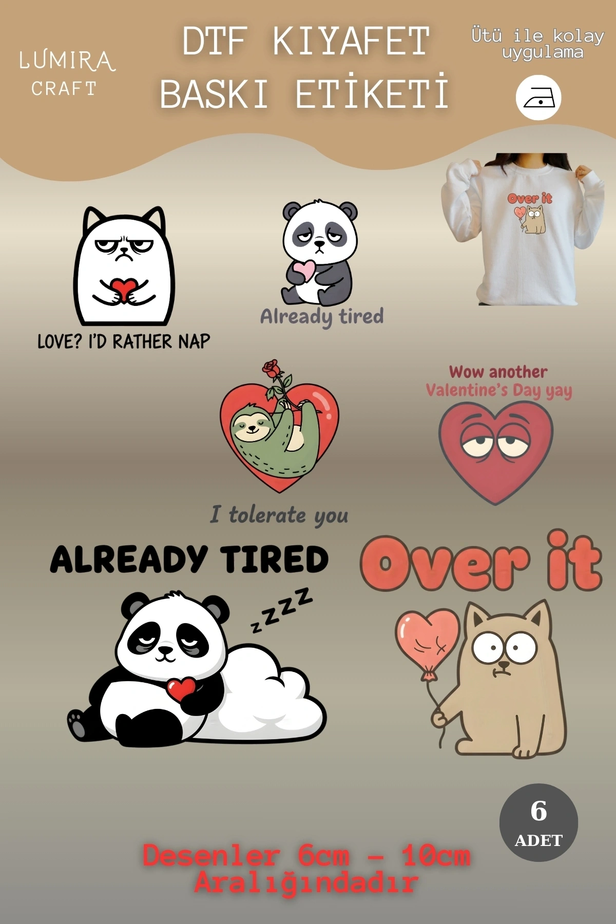 Sevgililer Günü Kırık Kalpler Kumaşa Baskı Yapılabilen Ütü ile Yapışan DTF Transfer Baskı Kağıdı