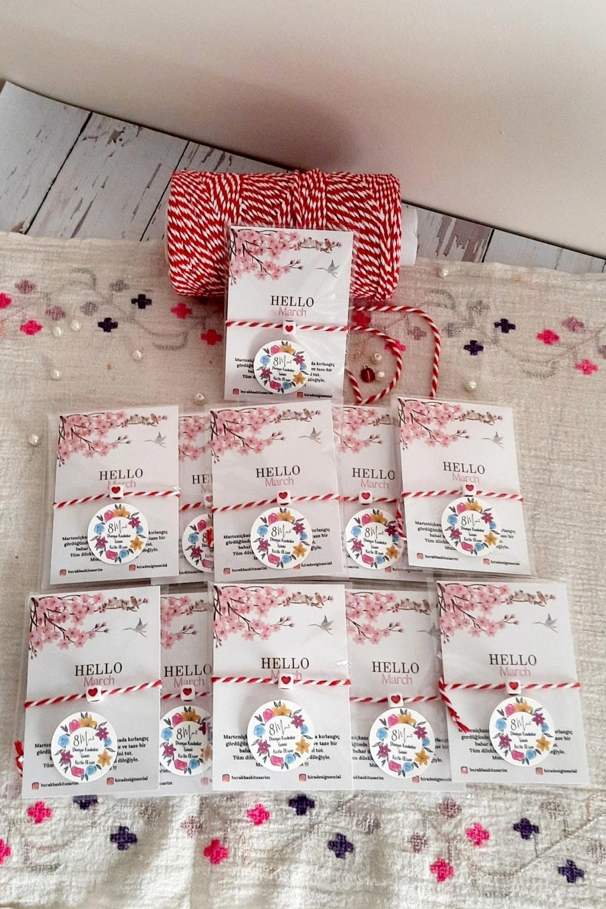 10lu Kalpli Marteniçka Bileklik şans Dilek Bilekliği Mart İpi 8 Mart Dünya Kadınlar Günü Hediyesi