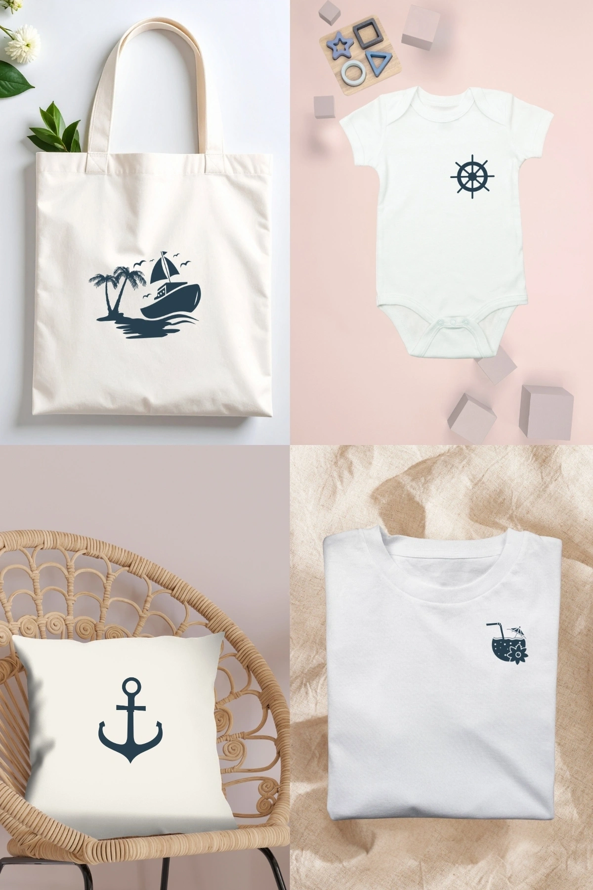 Deniz, Gemi, Çapa, Dümen, Marine Kumaşa Ütü ile Yapışan DTF Transfer Baskı Kağıdı