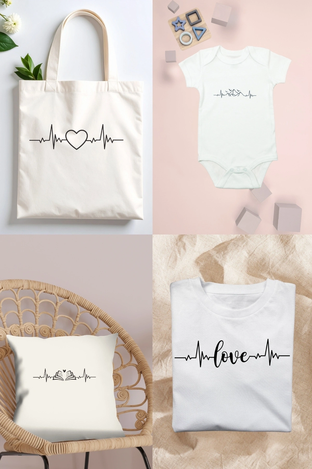 Sevgililer Günü Kalp Ritmi Kumaşa Ütü ile Yapışan DTF Transfer Baskı Kağıdı