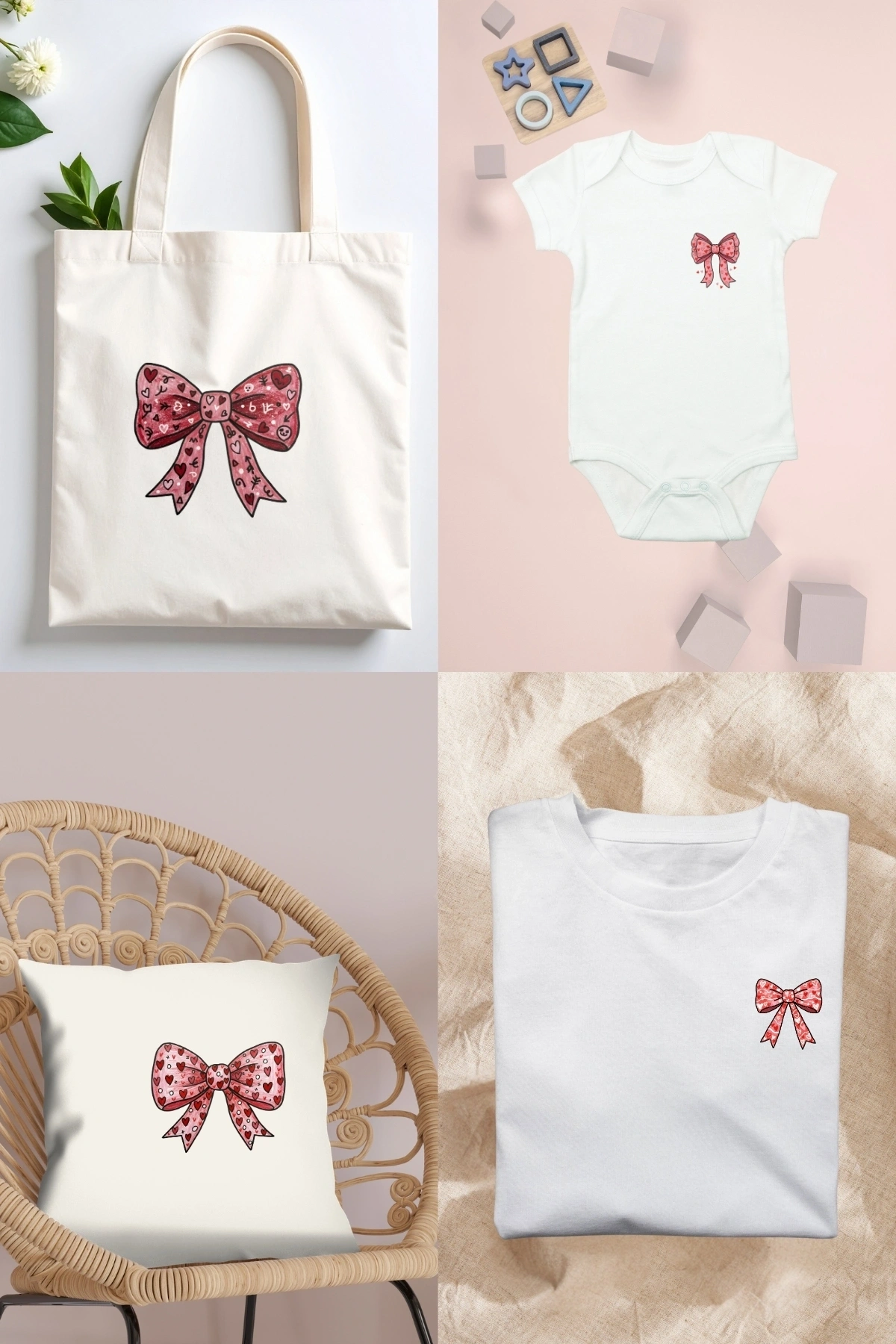 Sevgililer Günü Fiyonk Kurdeleler Kumaşa Ütü ile Yapışan DTF Transfer Baskı Kağıdı