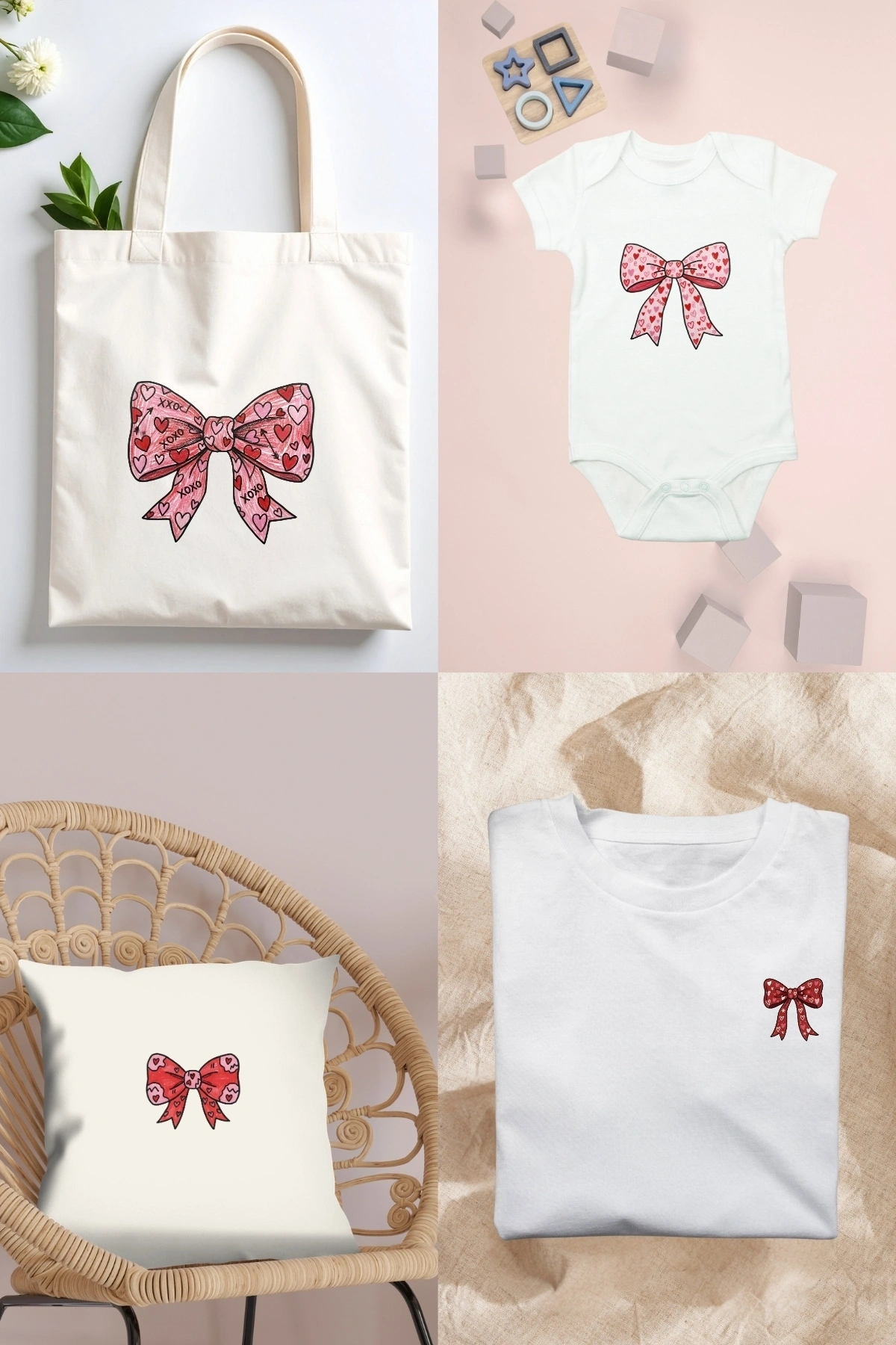 Kalpli Fiyonk Kurdeleler Sevgililer Günü Kumaşa Ütü ile Yapışan DTF Transfer Baskı Kağıdı