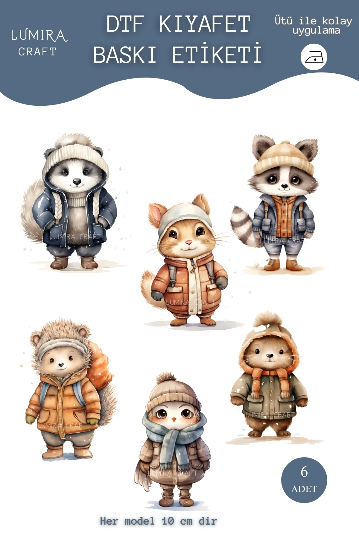 Sevimli Kış Hayvanları Kumaşa Ütü ile Yapışan DTF Transfer Baskı Kağıdı