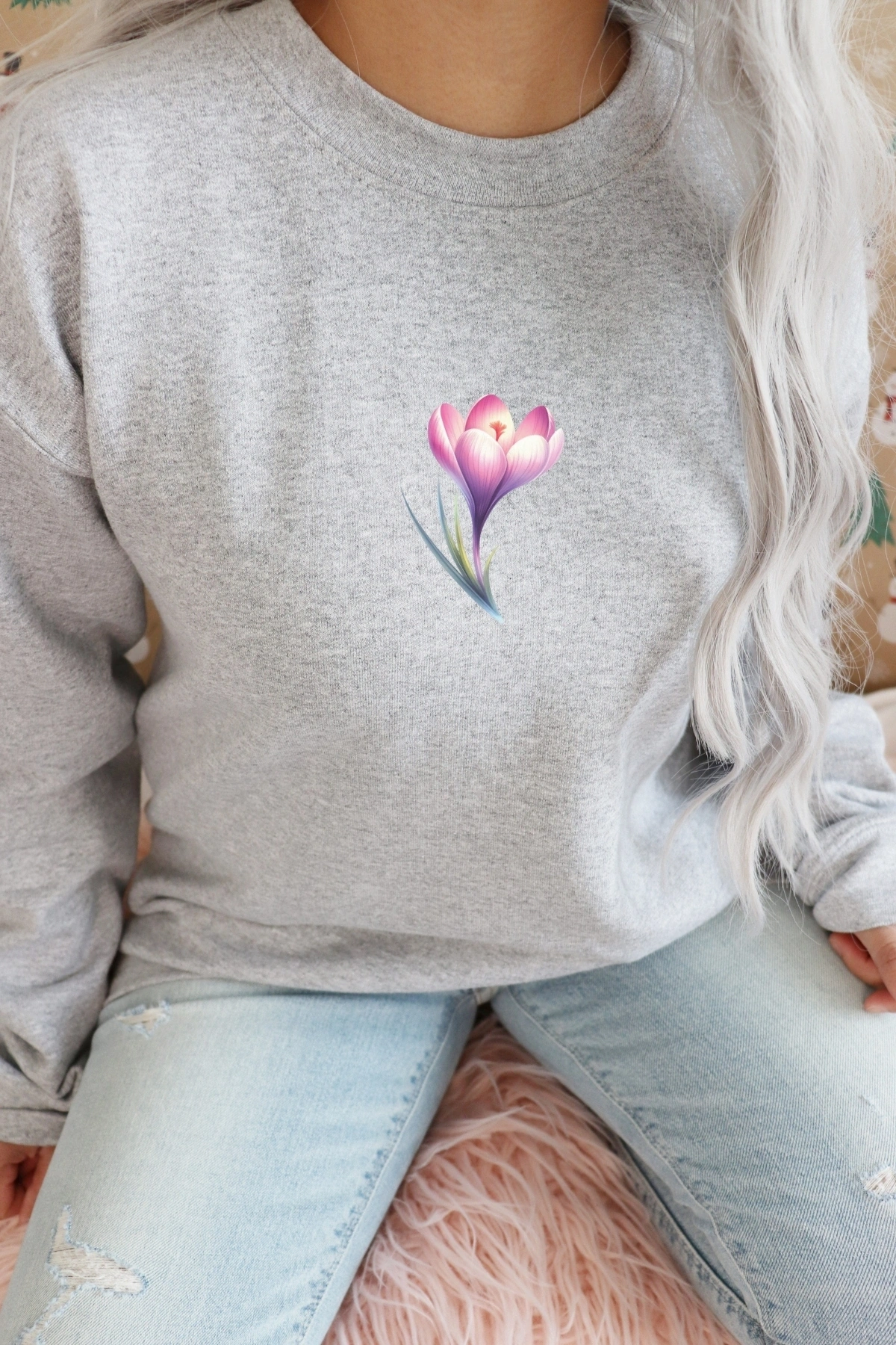 Renkli Kardelen Çiçekleri Kumaşa Ütü ile Yapışan DTF Transfer Baskı Kağıdı