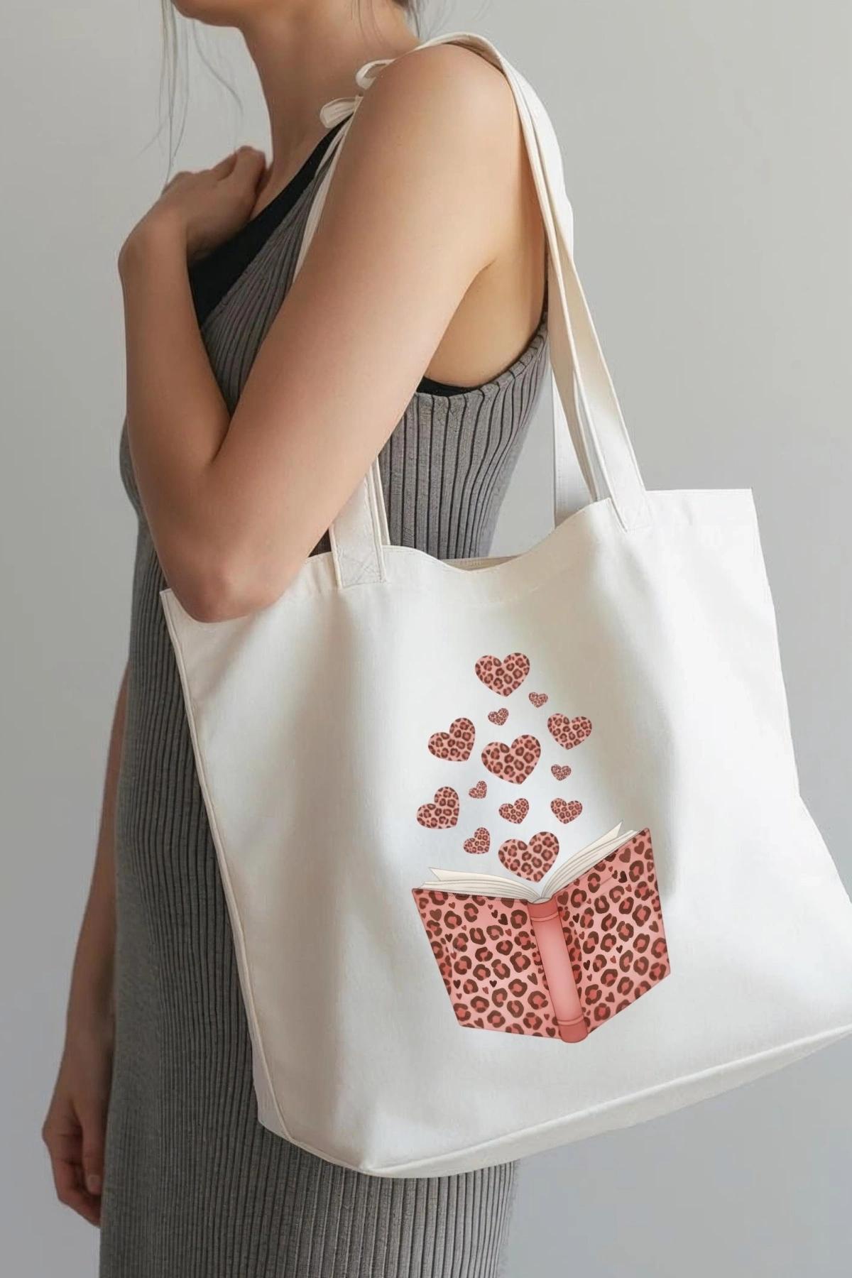 Kahverengi Leopar Aşkı Kitap ve Kuş Kumaşa Ütü ile Yapışan DTF Transfer Baskı Kağıdı