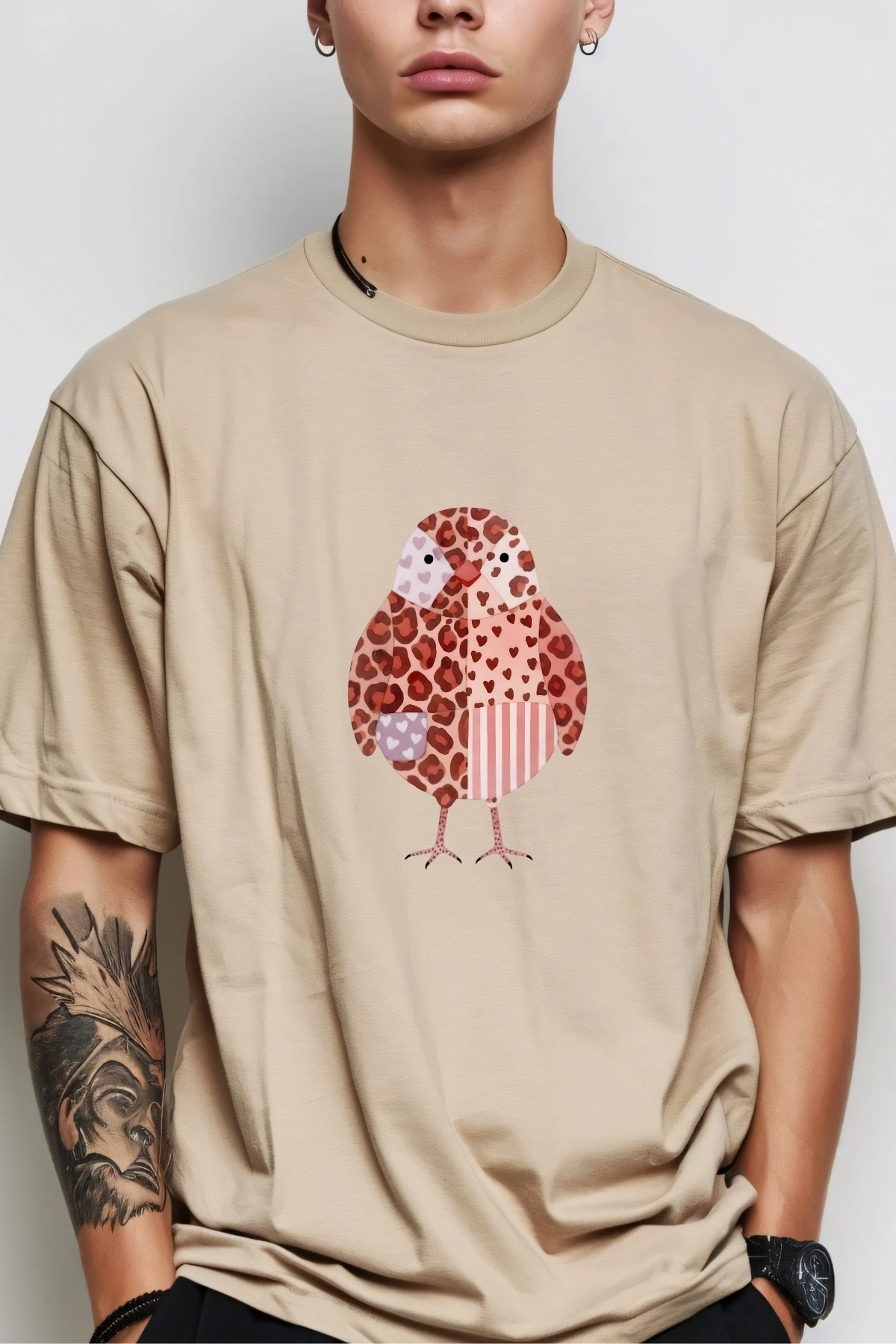 Kahverengi Leopar Aşkı Kitap ve Kuş Kumaşa Ütü ile Yapışan DTF Transfer Baskı Kağıdı