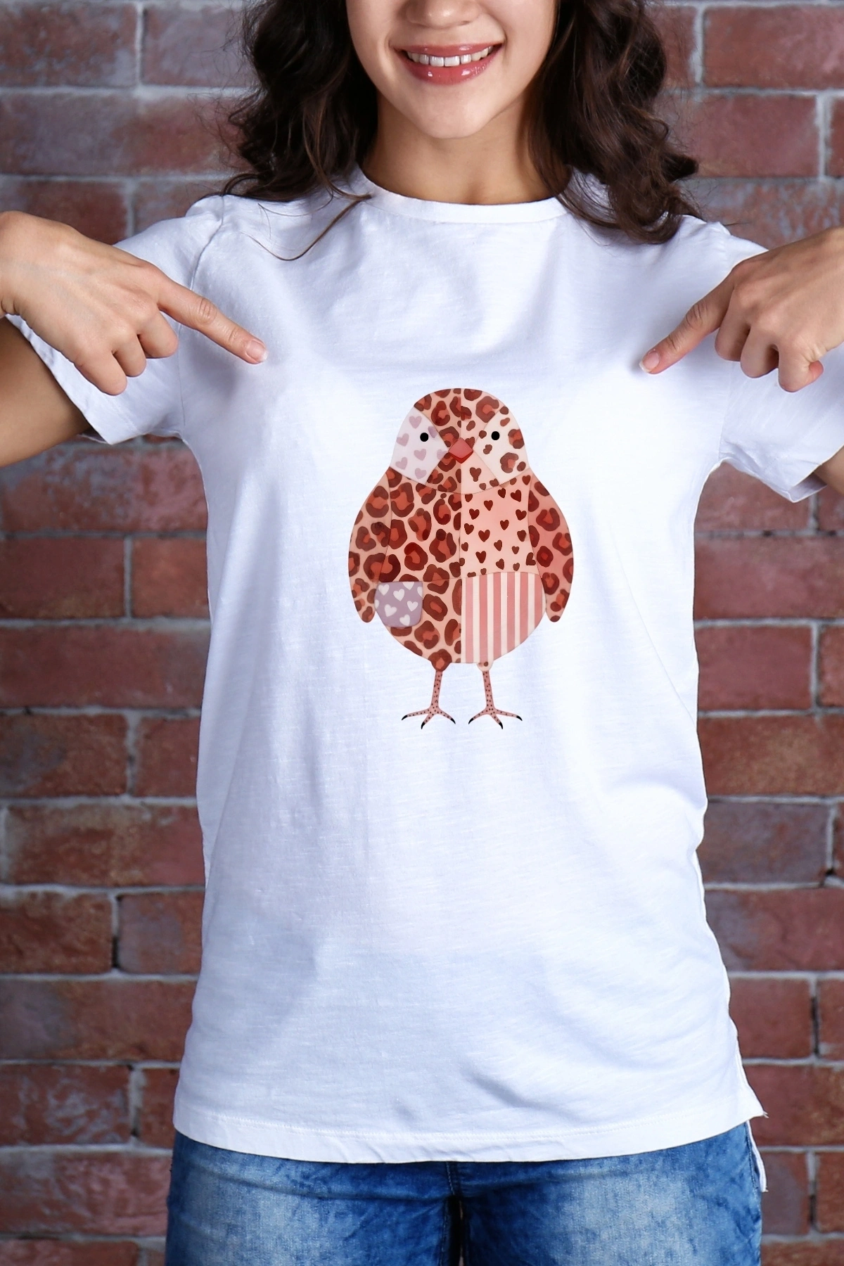 Kahverengi Leopar Aşkı Kitap ve Kuş Kumaşa Ütü ile Yapışan DTF Transfer Baskı Kağıdı