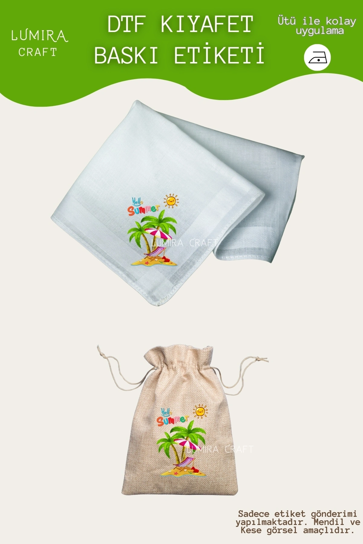 Hello Summer Mendil ve Kese Baskı Kağıdı, Ütü ile Yapışan DTF Transfer, Mezuniyet, Okuma Bayramı