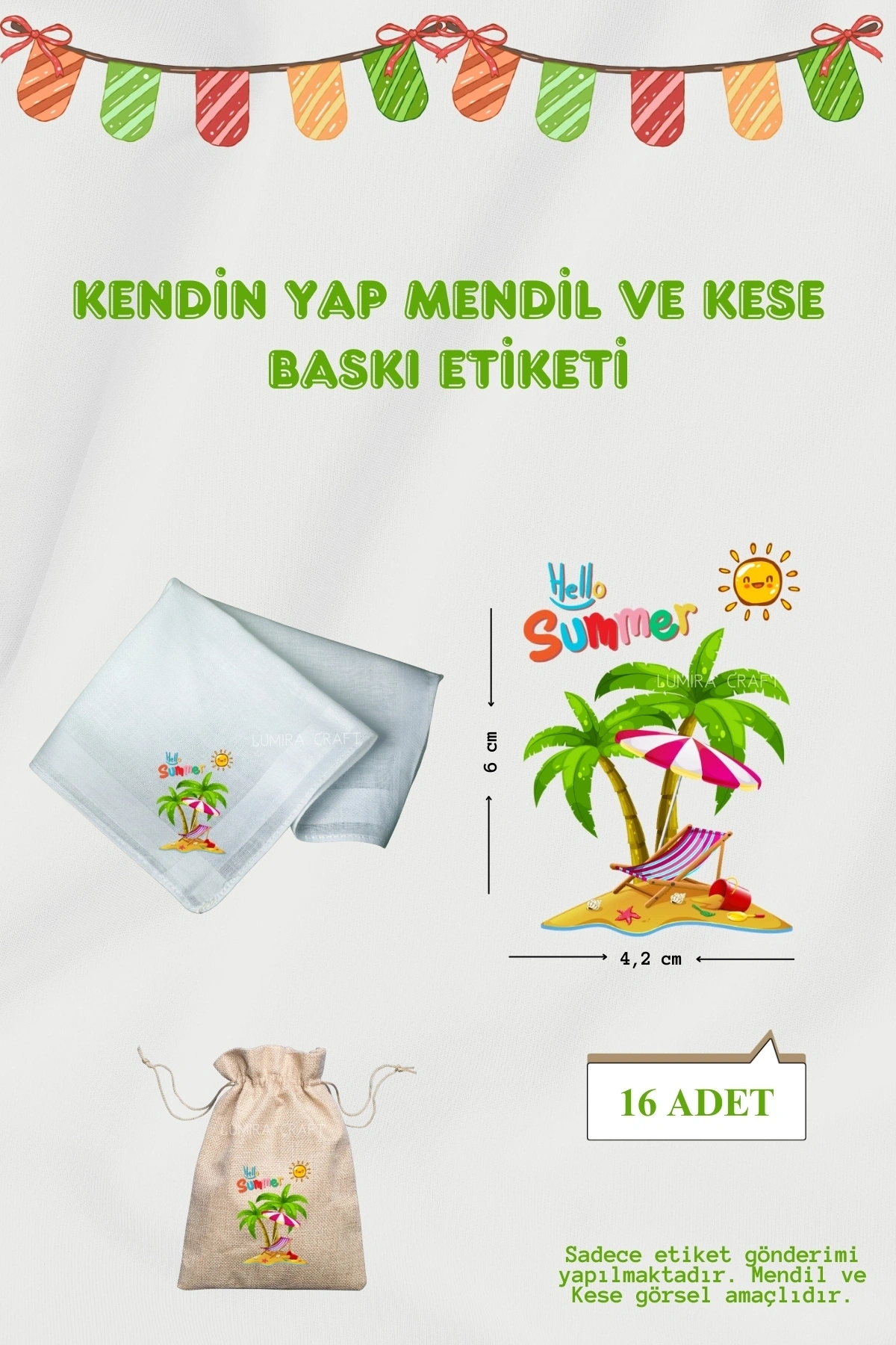 Hello Summer Mendil ve Kese Baskı Kağıdı, Ütü ile Yapışan DTF Transfer, Mezuniyet, Okuma Bayramı