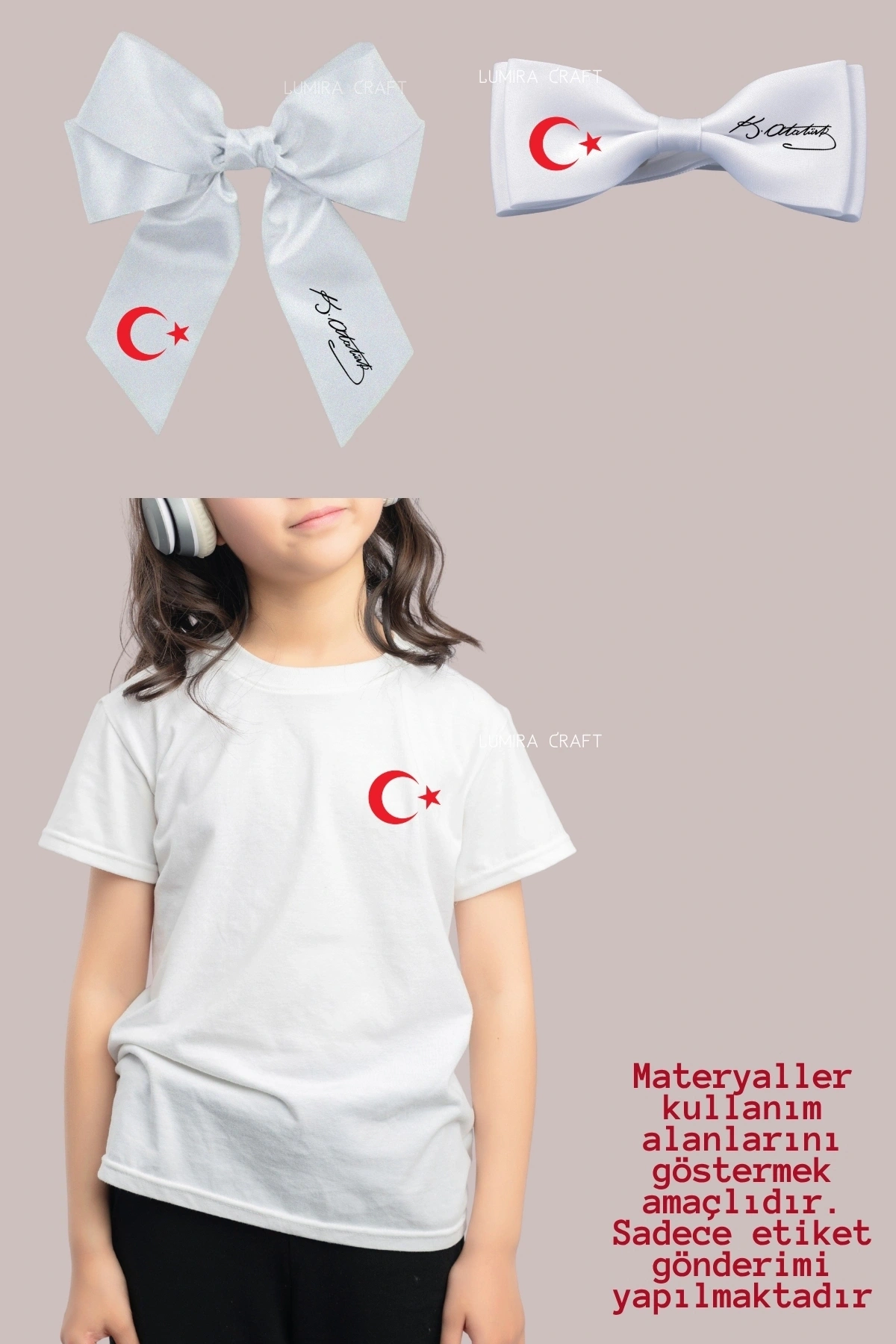 Kırmızı Ay Yıldız Siyah Atatürk İmzası- Baskı Kağıdı, Ütü ile Yapışan DTF Transfer, 23 Nisan