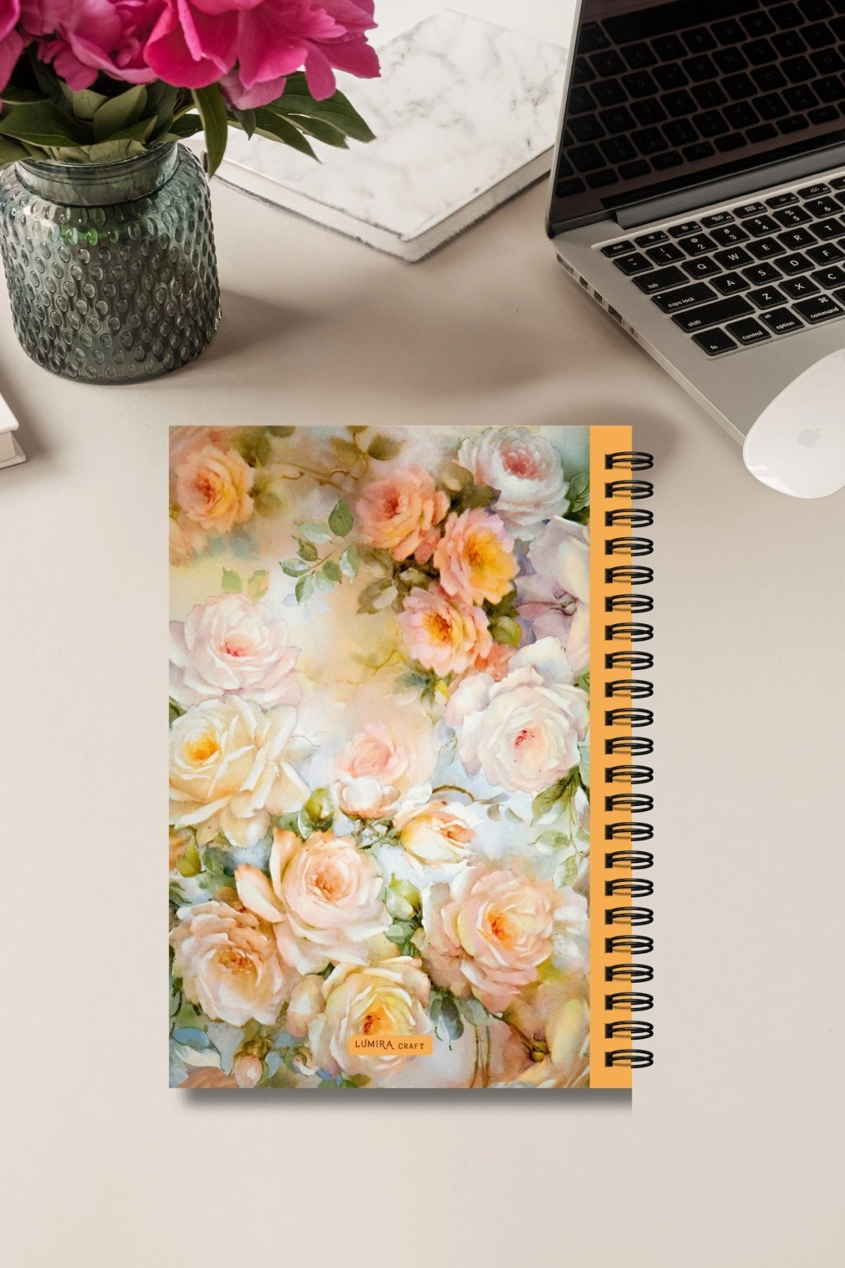 Soft Çiçekli - A5 Boy Günlük Planlayıcı , Daily Planner, To Do List-Konsept Not Defteri, Notepad