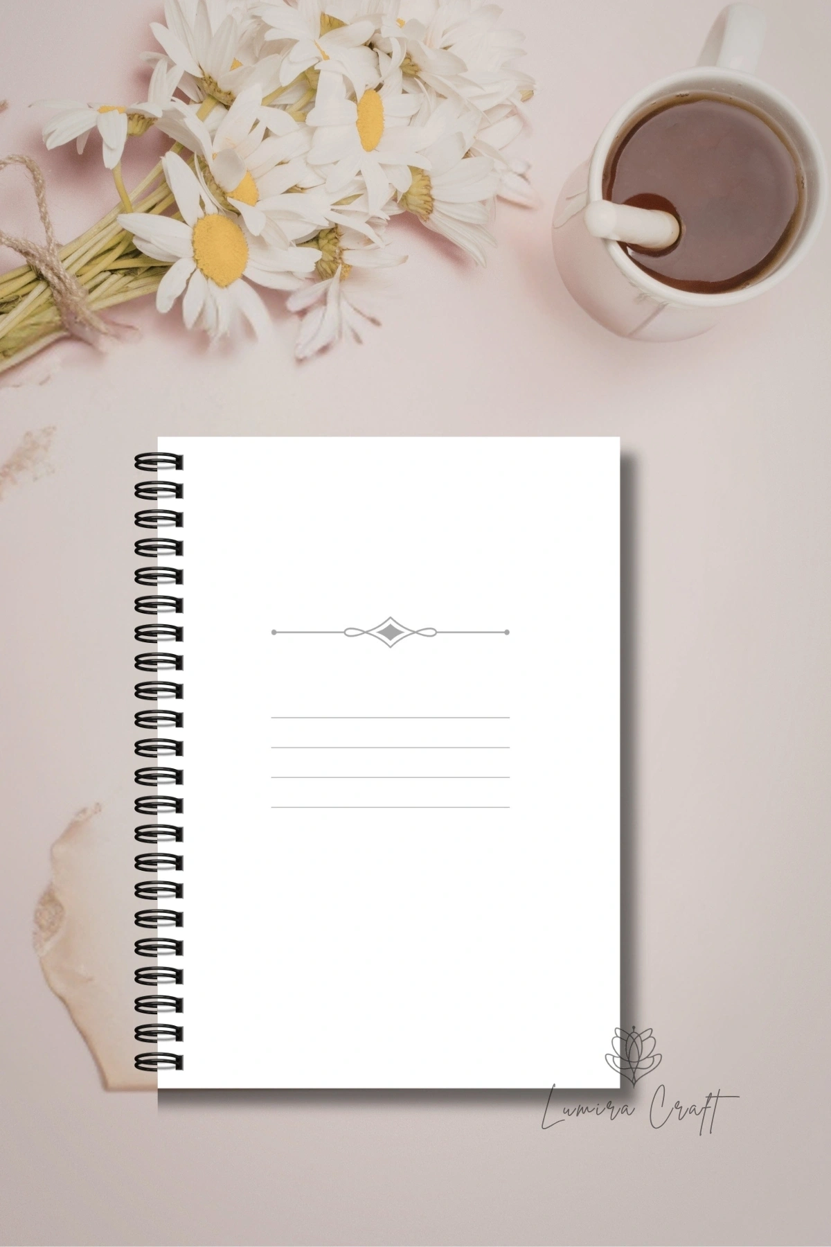 Papatya Temalı - A5 Boy Günlük Planlayıcı , Daily Planner, To Do List-Konsept Not Defteri, Notepad