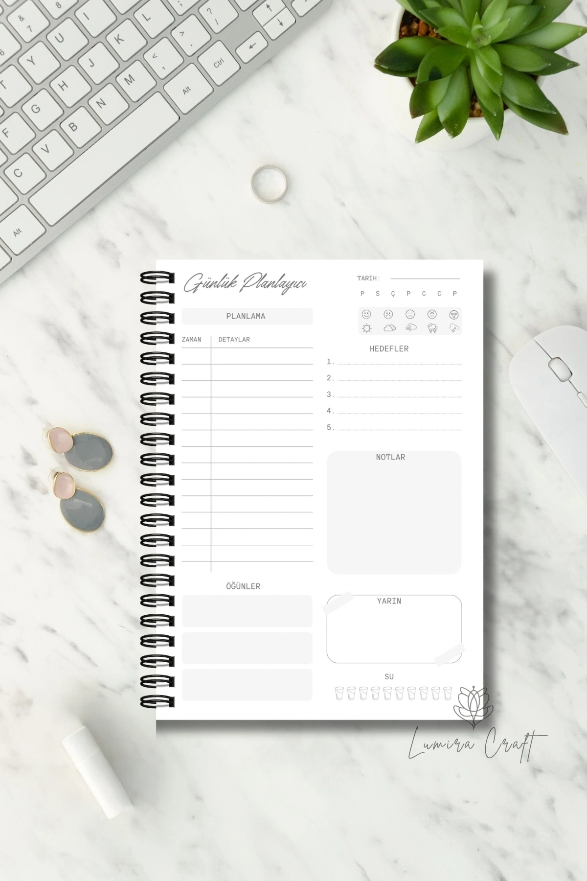 Limon Bahçesi A5 Boy Günlük Planlayıcı Defter , 60 Yaprak - 120 Sayfa, Konsept Not Defteri, Notepad