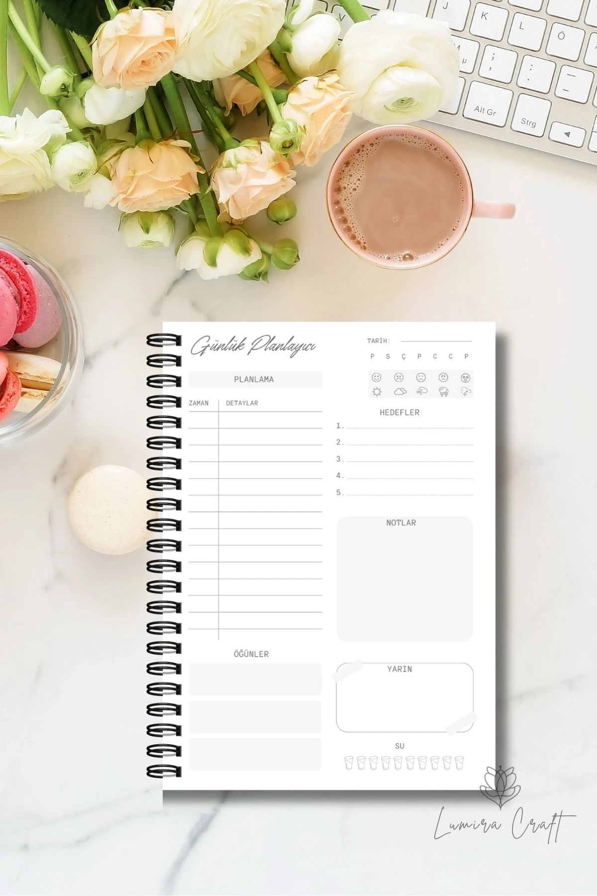 Zeytin Model- A5 Boy Günlük Planlayıcı , Daily Planner, To Do List-Konsept Not Defteri, Notepad