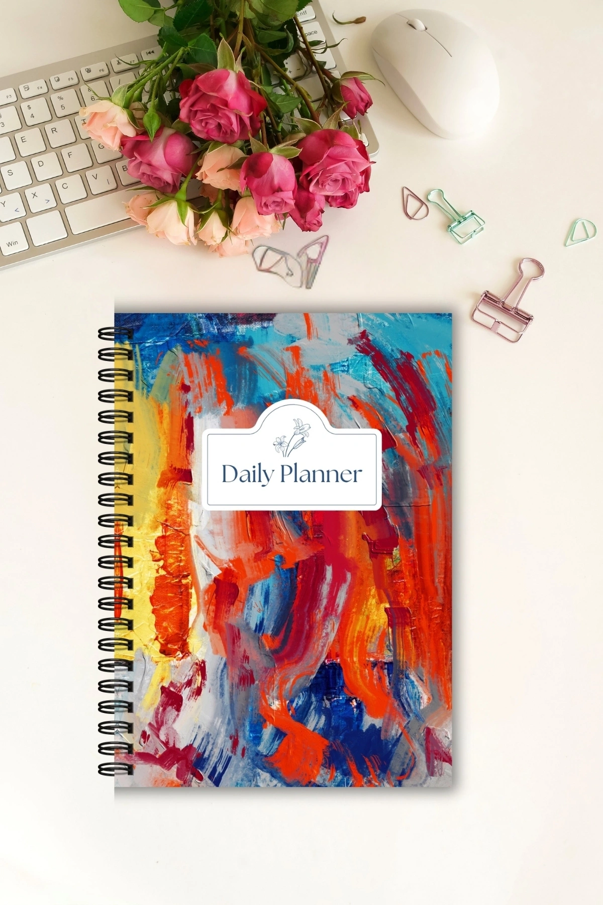 Renkli Fırça Darbeli- A5 Boy Günlük Planlayıcı , Daily Planner, To Do List-Konsept Not Defteri