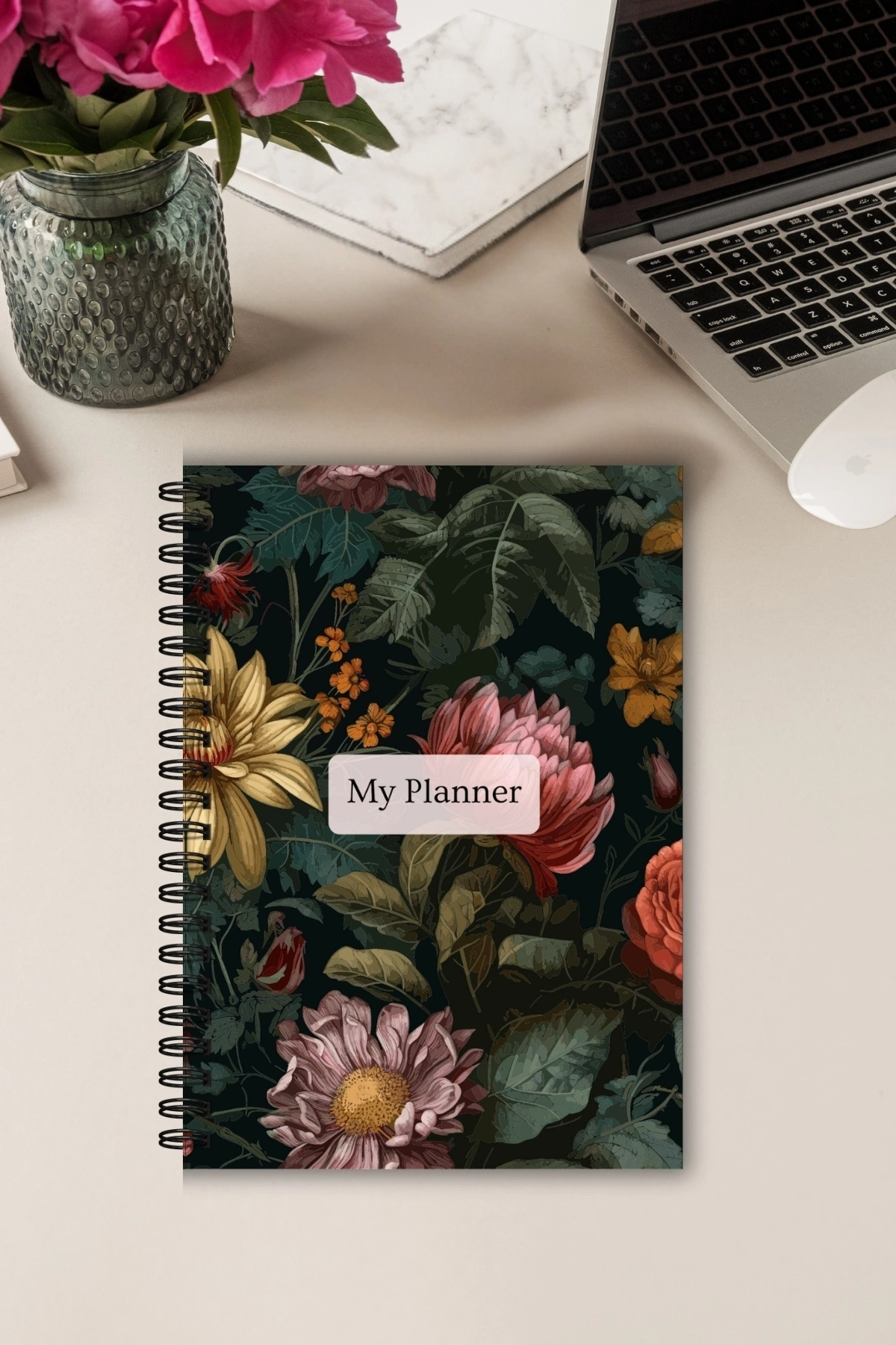 Gothic Çiçekler A5 Boy Günlük Planlayıcı , Daily Planner, To Do List-Konsept Not Defteri