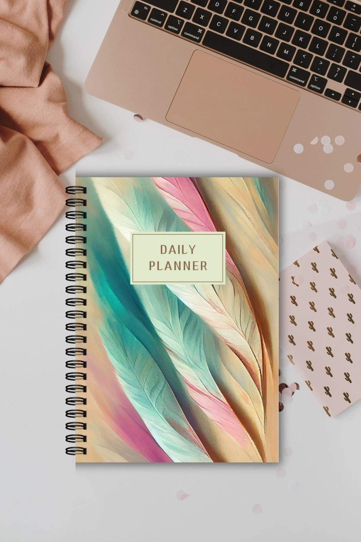 Renkli Kuş Tüyü, A5-Günlük Planlayıcı , Daily Planner, To Do List-Konsept Not Defteri, Notepad