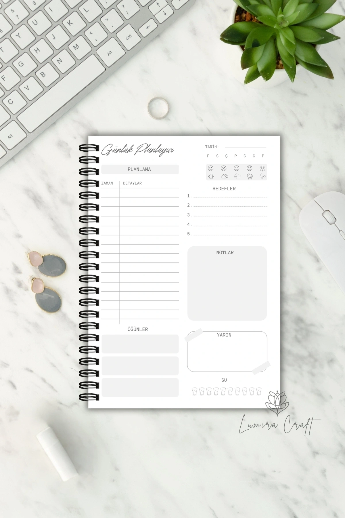 Mistik Tilki Tasarım, A5-Günlük Planlayıcı , Daily Planner, To Do List-Konsept Not Defteri, Notepad