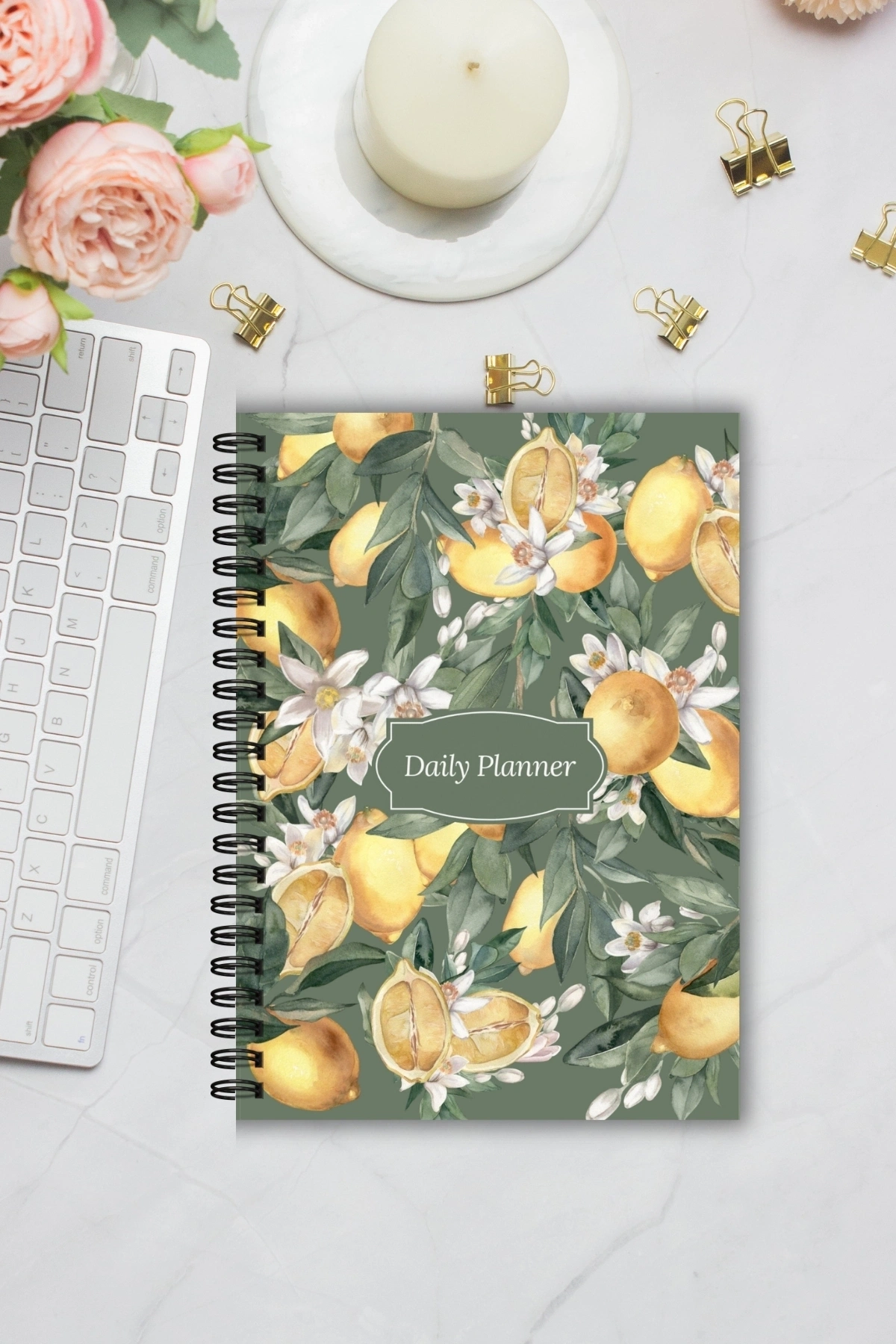 Limon Çiçeği, A5-Günlük Planlayıcı , Daily Planner, To Do List-Konsept Not Defteri, Notepad