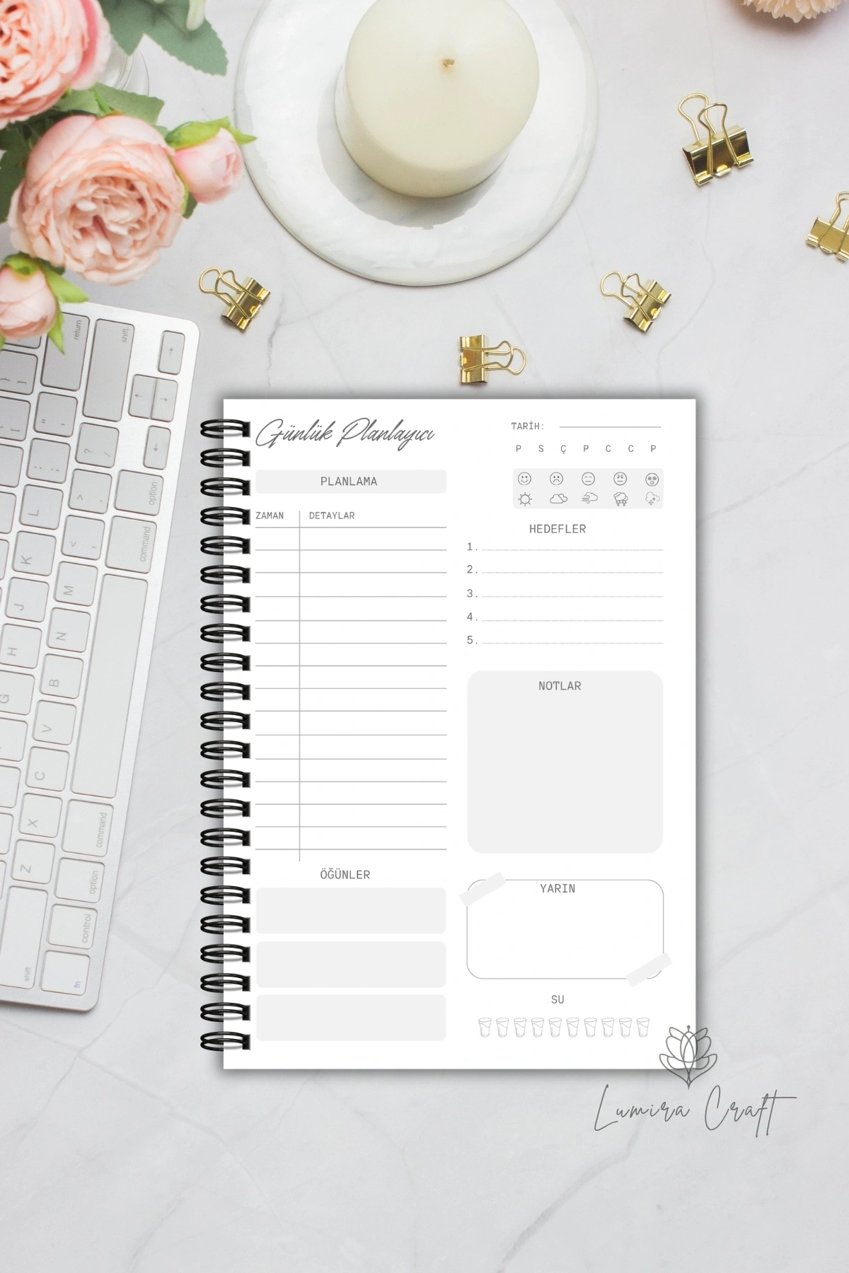 Limon Çiçeği, A5-Günlük Planlayıcı , Daily Planner, To Do List-Konsept Not Defteri, Notepad