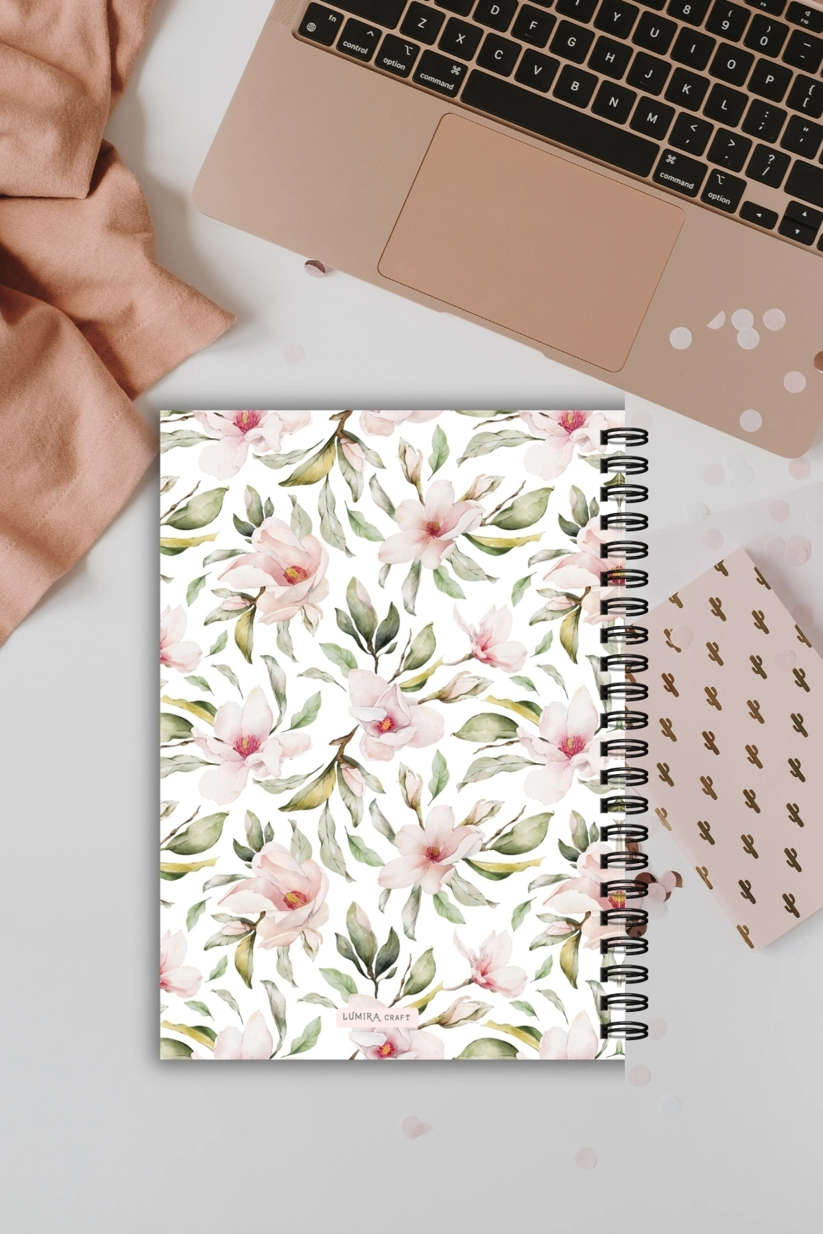 Pembe Çiçekli, A5-Günlük Planlayıcı , Daily Planner, To Do List-Konsept Not Defteri, Notepad