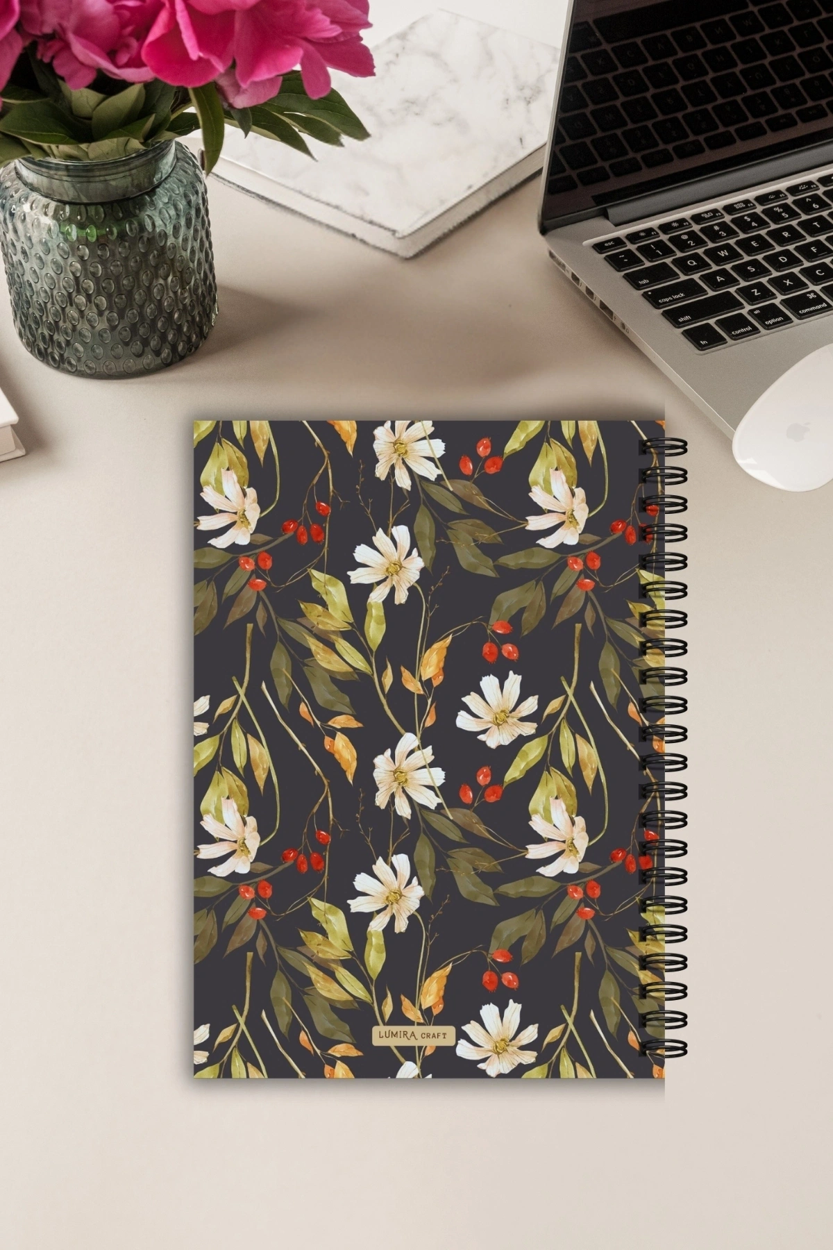 Vintage Çiçekli, A5-Günlük Planlayıcı , Daily Planner, To Do List-Konsept Not Defteri, Notepad