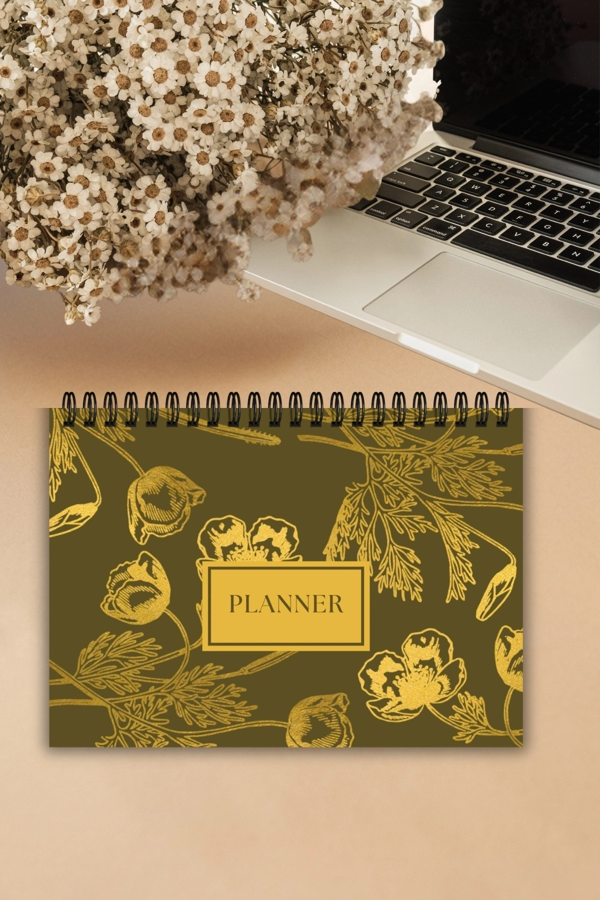 Altın Çiçek Tasarım A5-Haftalık Planlayıcı , Weekly Planner, To Do List-Konsept Not Defteri