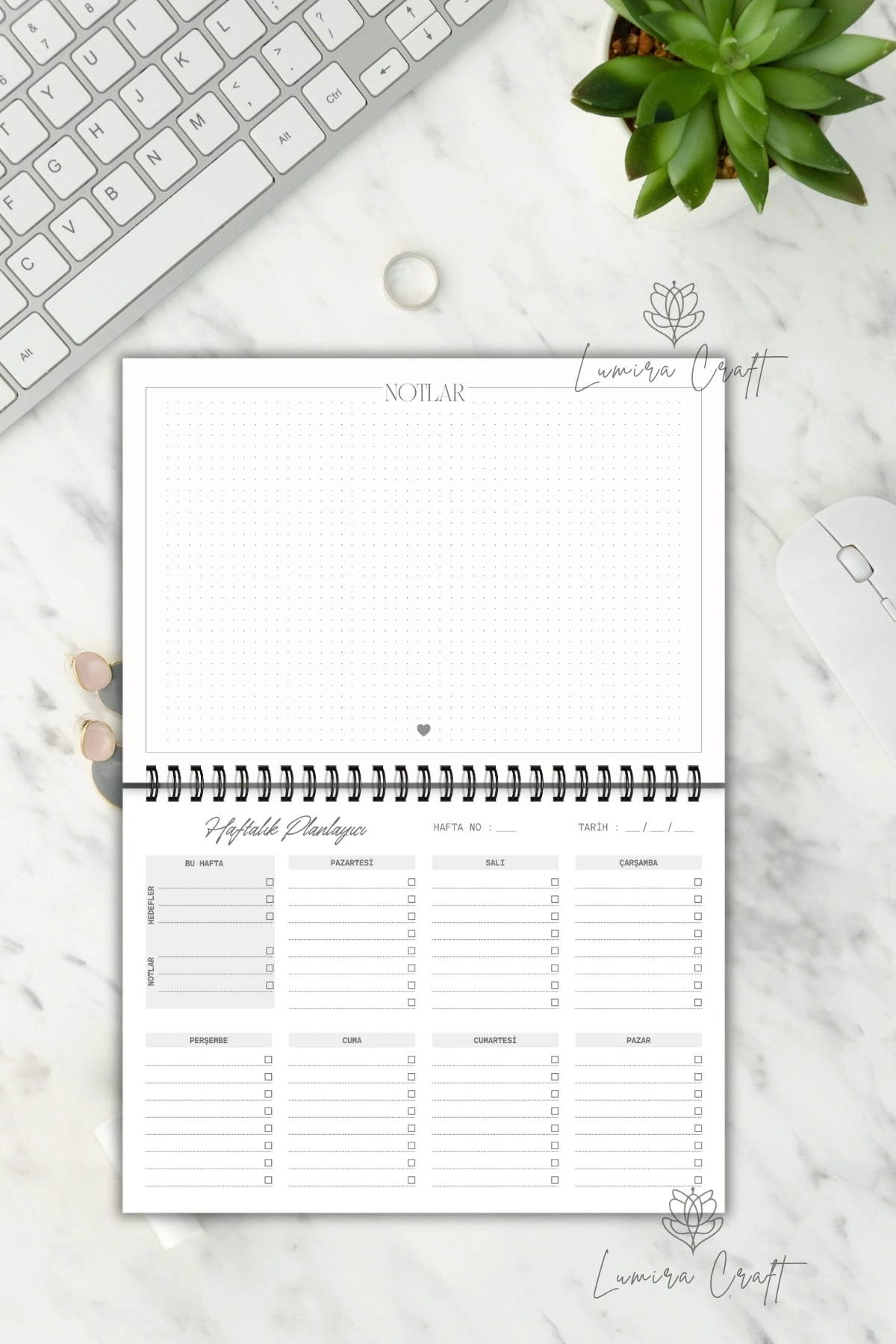 Green Botanical A5-Haftalık Planlayıcı , Weekly Planner, To Do List-Konsept Not Defteri, Notepad